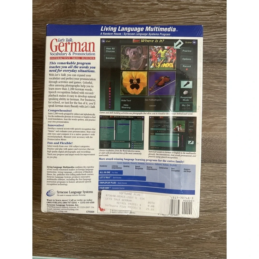 Vintage German Language Learning Software CD-ROM Sealed Windows 3.1 Living